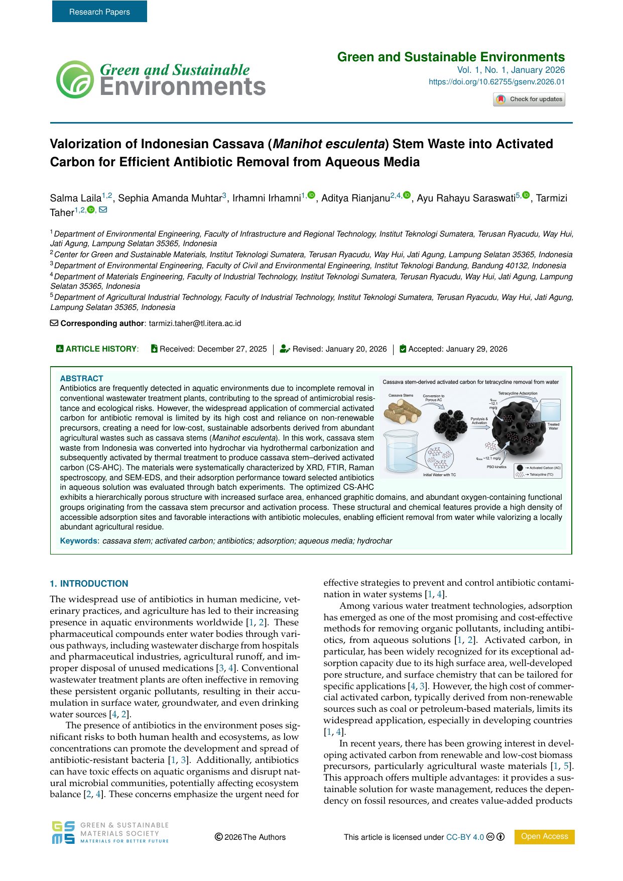 First page of a typeset journal article: article-type tab, journal masthead with volume and DOI, title, authors with ORCID links, affiliations, article history dates, an abstract block with a graphical abstract, keywords, and the start of the two-column body.